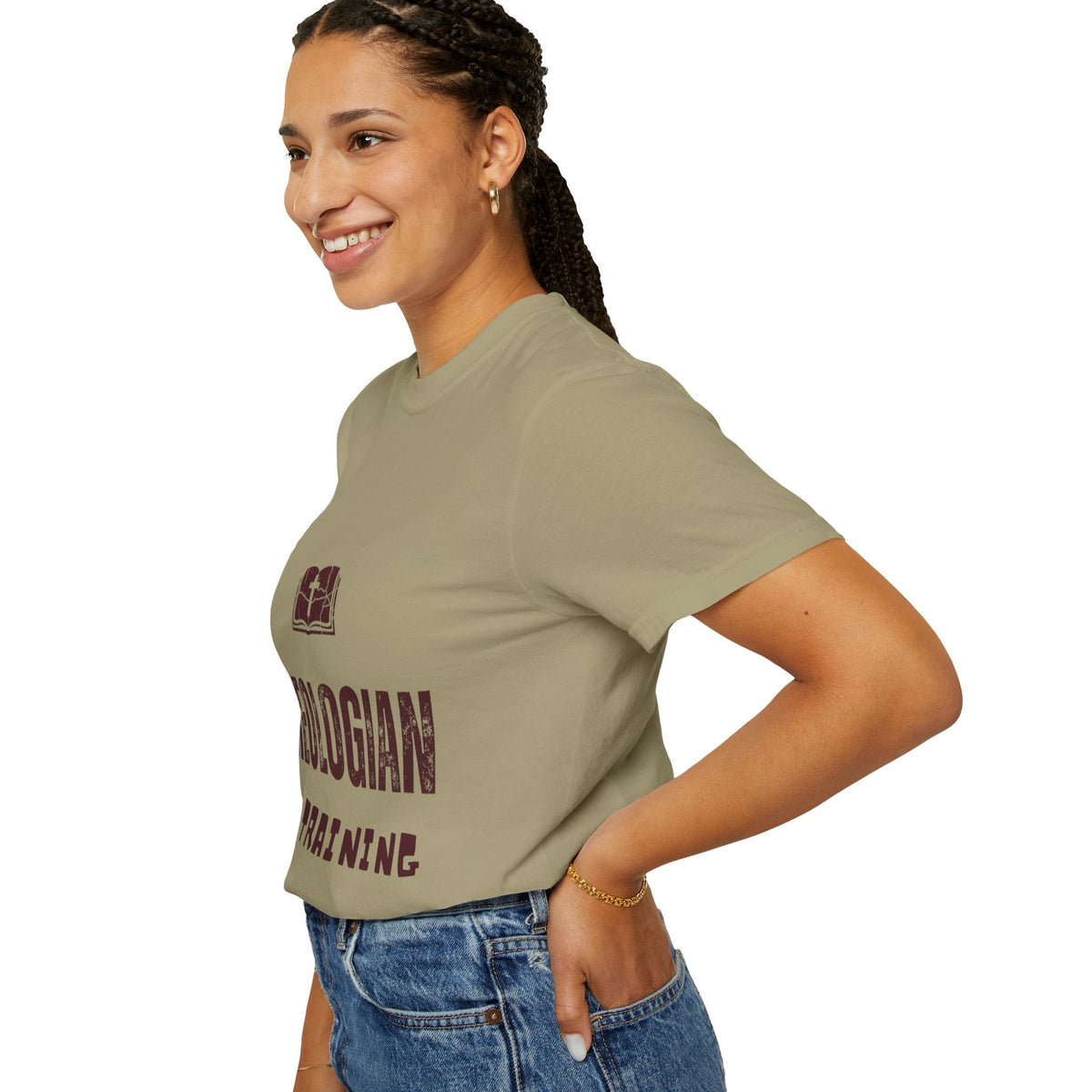 Theologian in Training T-Shirt – Open Bible & Cross Christian Tee for Faithful Learners Printify