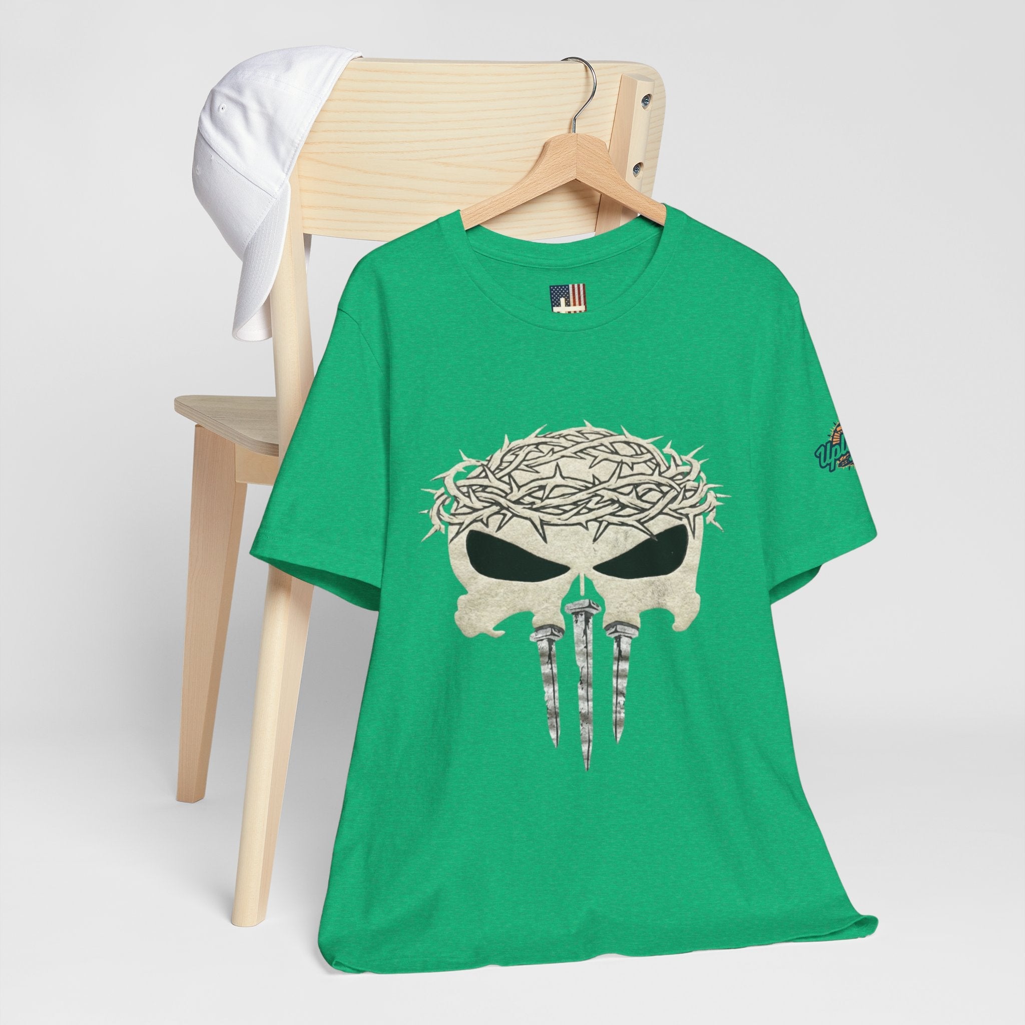 Christian Skull T-shirt - Crown of Thorns & Nails - Warrior Faith T-shirt Printify