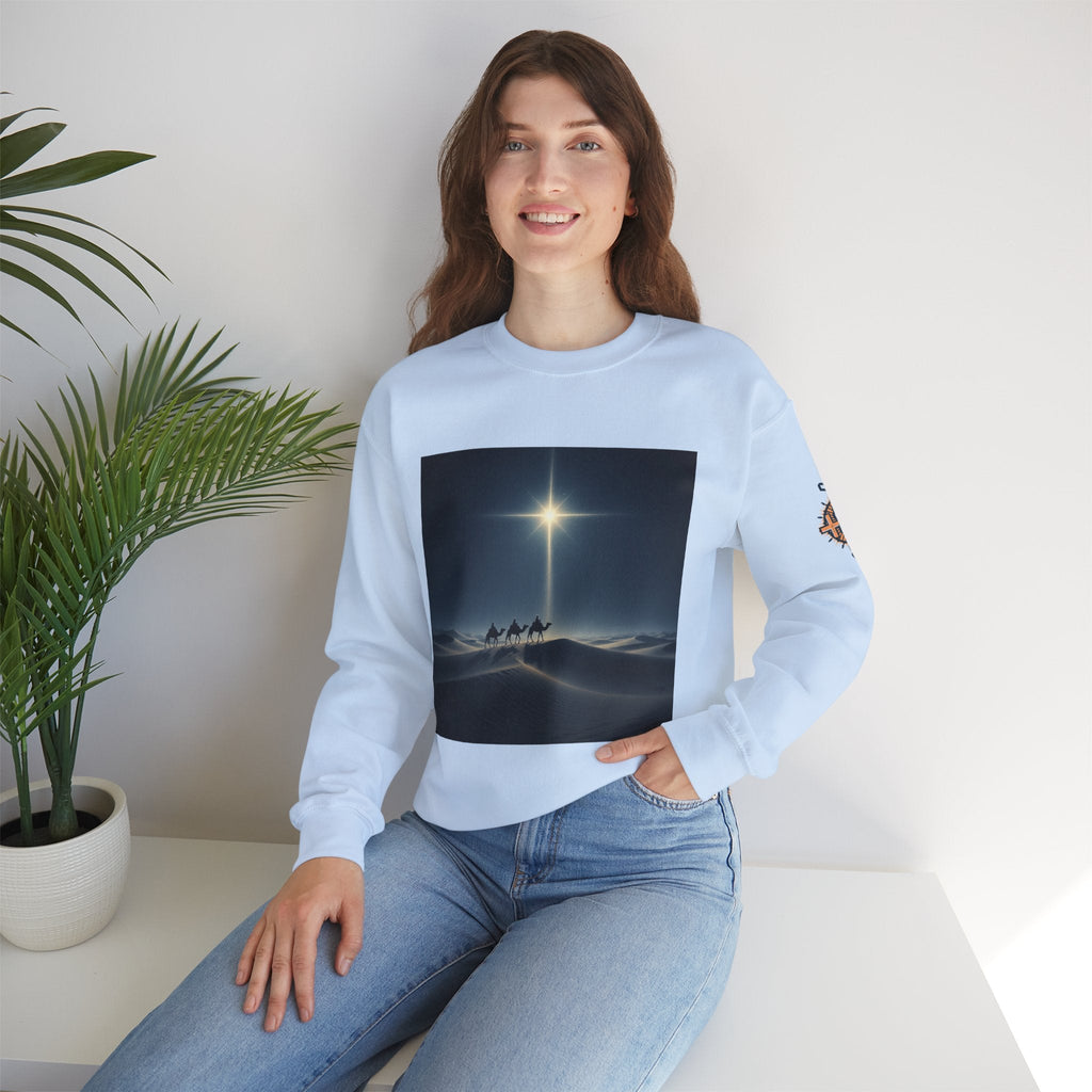 3 Wise Men Sweatshirt – Magi Camels Nativity Journey Christian Christmas Sweatshirt for Epiphany Faith & Holy Night Printify