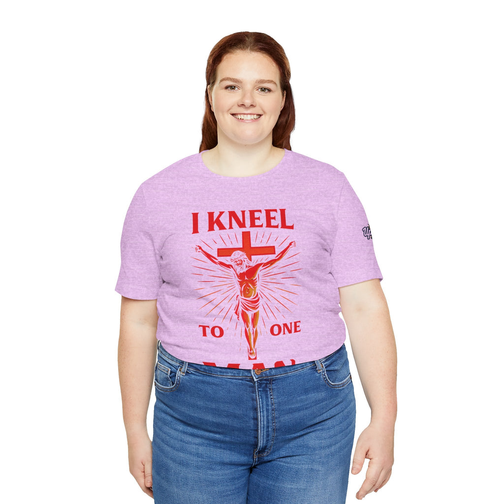 I Kneel to One Man T-shirt – Crucifixion Christian T-shirt for Unashamed Devotion & Bold Faith Printify
