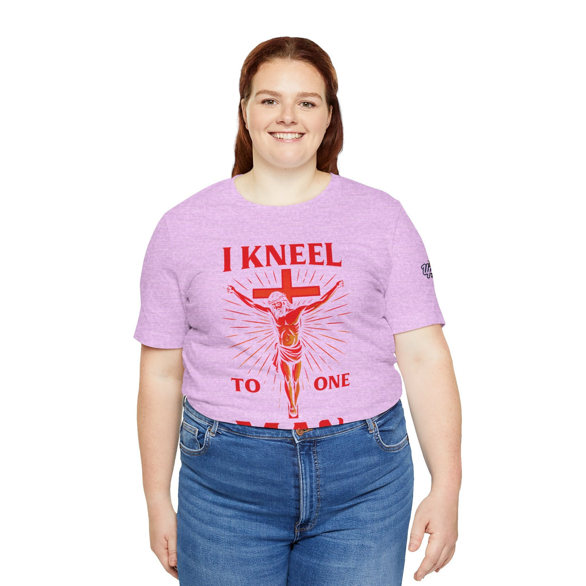 I Kneel to One Man T-shirt – Crucifixion Christian T-shirt for Unashamed Devotion & Bold Faith Printify