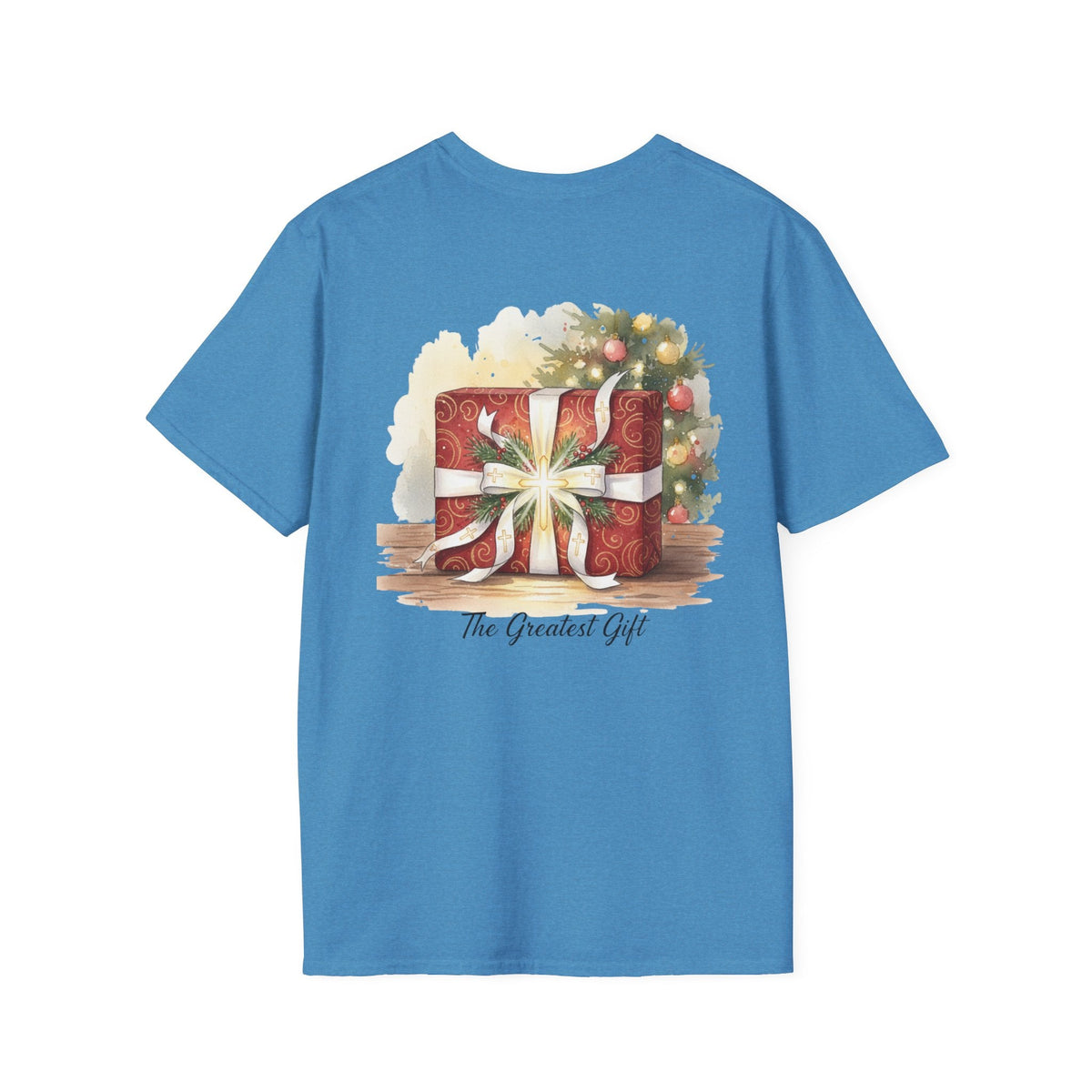 The Greatest Gift T-shirt – Cross Bow Present Christian T-shirt for Christmas Salvation & Eternal Faith Printify