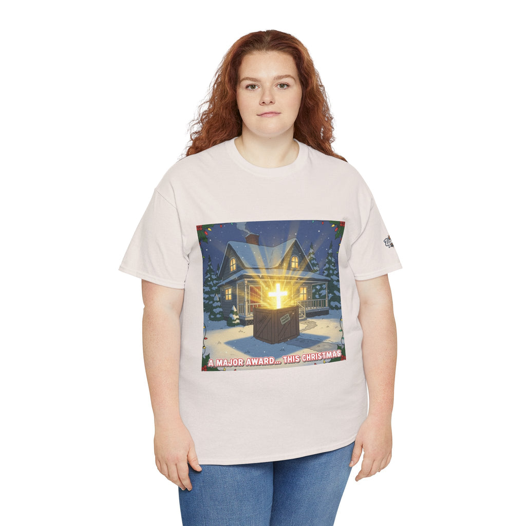 A Major Award This Christmas T-shirt – Fragile Leg Lamp Parody Cross Unboxing Christian T-shirt for Hilarious Faith & Holiday Glow Printify