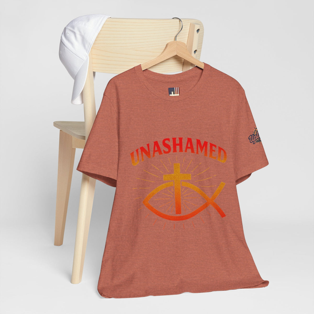 Unashamed T-shirt – Ichthys Jesus Fish & Cross Christian T-shirt for Romans 1:16 Bold Faith Printify
