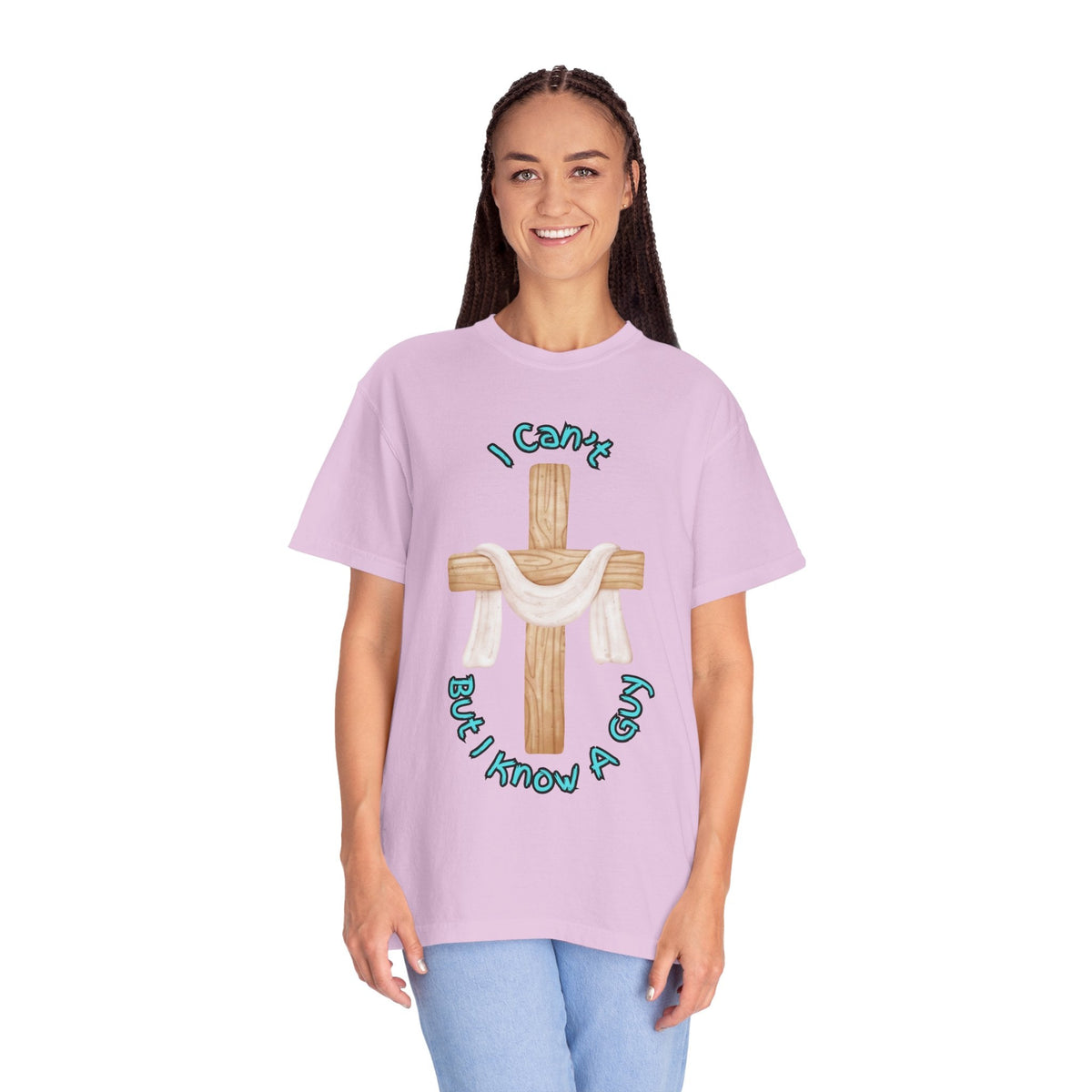 I Can’t, But I Know a Guy T-Shirt – Jesus Cross Christian Tee for Faithful Humor Printify