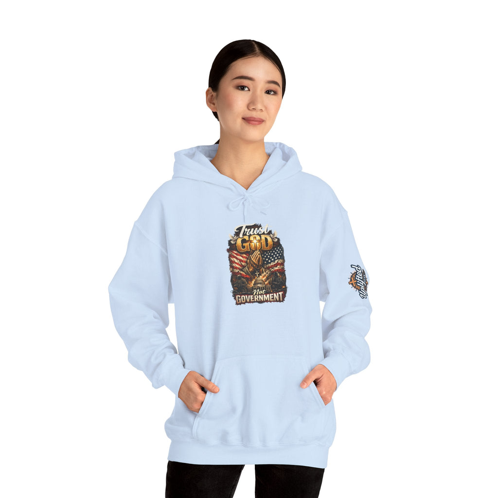 Trust God Not Government Hoodie — Vintage Patriotic Christian Hoodie Printify