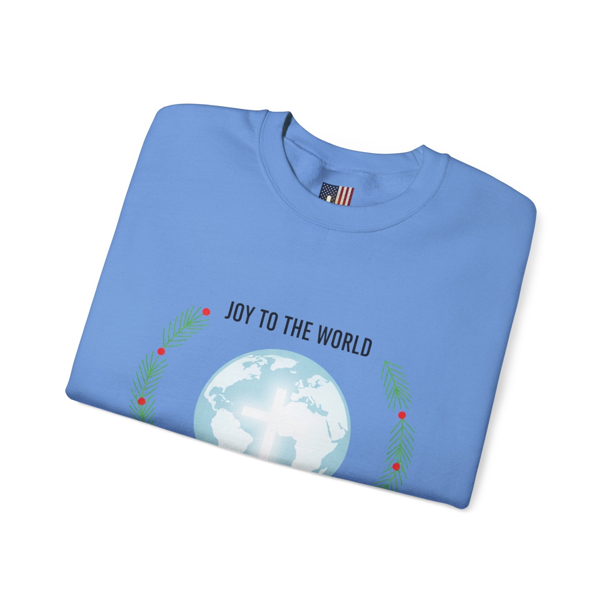Joy to the World Sweatshirt – Wreath Earth Nativity Christian Christmas Sweatshirt for Isaiah 9:6 Holiday Faith & Festive Joy Printify