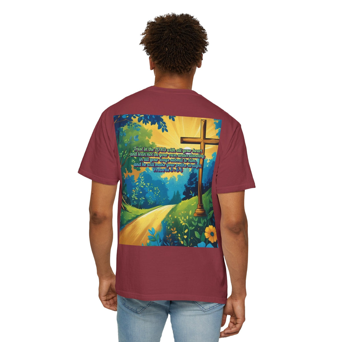 Trust in The Lord Proverbs 3:5-6 Biblical Design Unisex Garment-Dyed T-shirt Printify