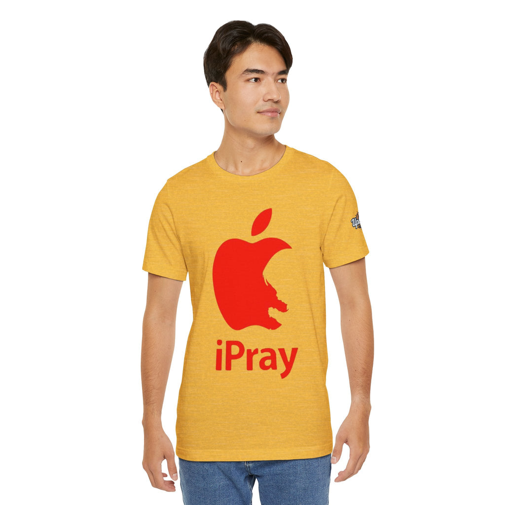 iPray Red Apple Christian T-Shirt — Faith Graphic Tee Printify