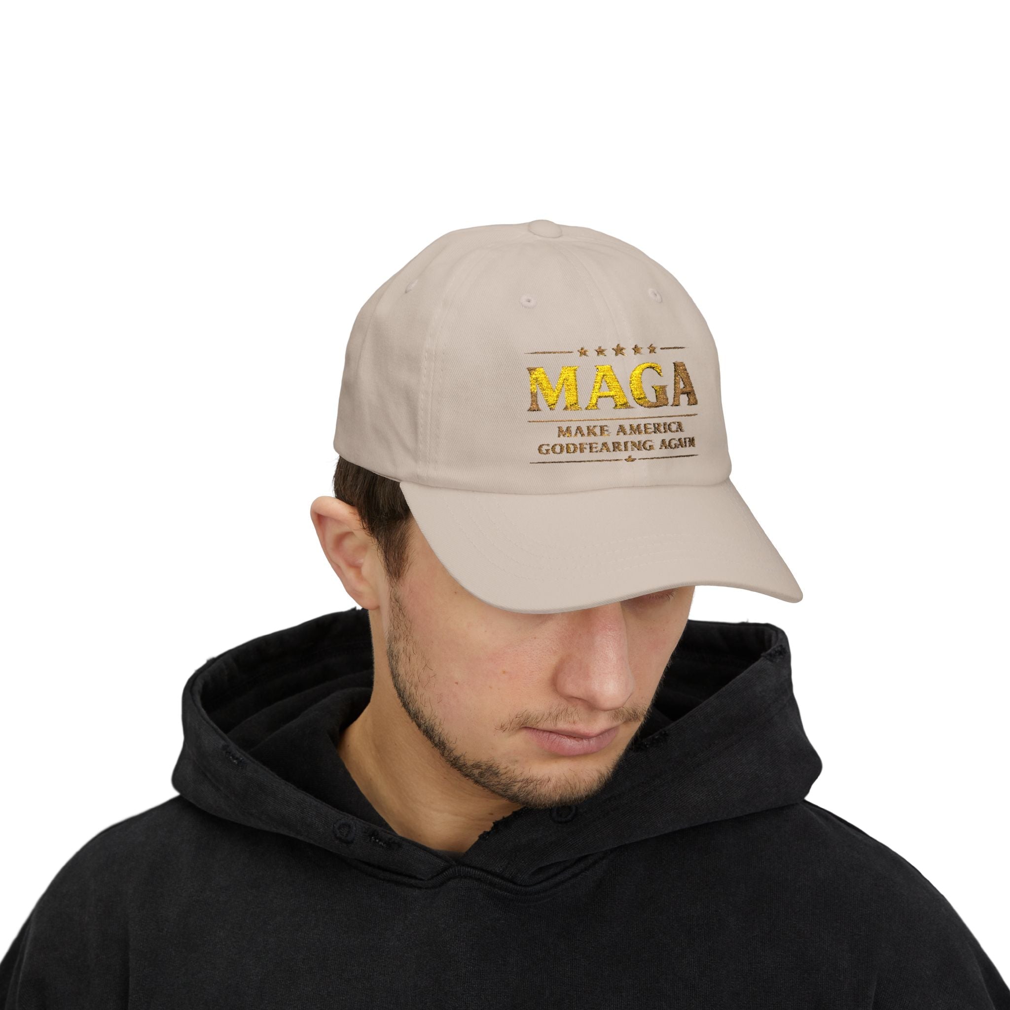 Dad Cap — "MAGA: Make America Godfearing Again" Embroidered Hat Printify