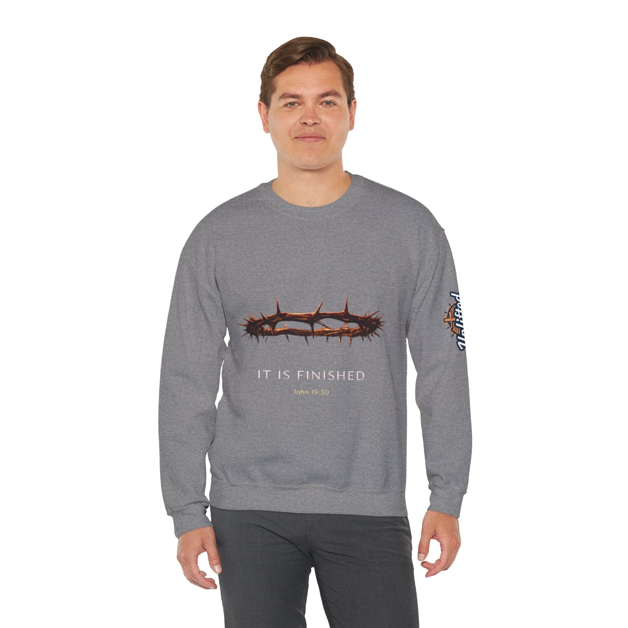 It Is Finished Crown of Thorns Sweatshirt — Christian John 19:30 Faith Sweatshirt Printify