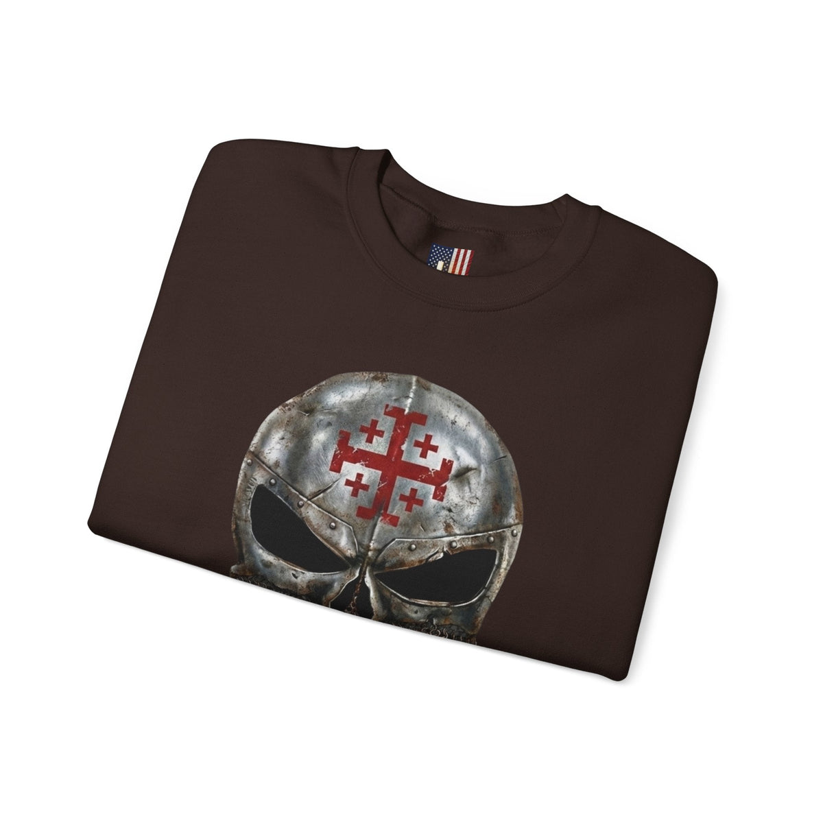 Crusader Knight Christian Skull Sweatshirt - Warrior Armor of God Sweatshirt Printify