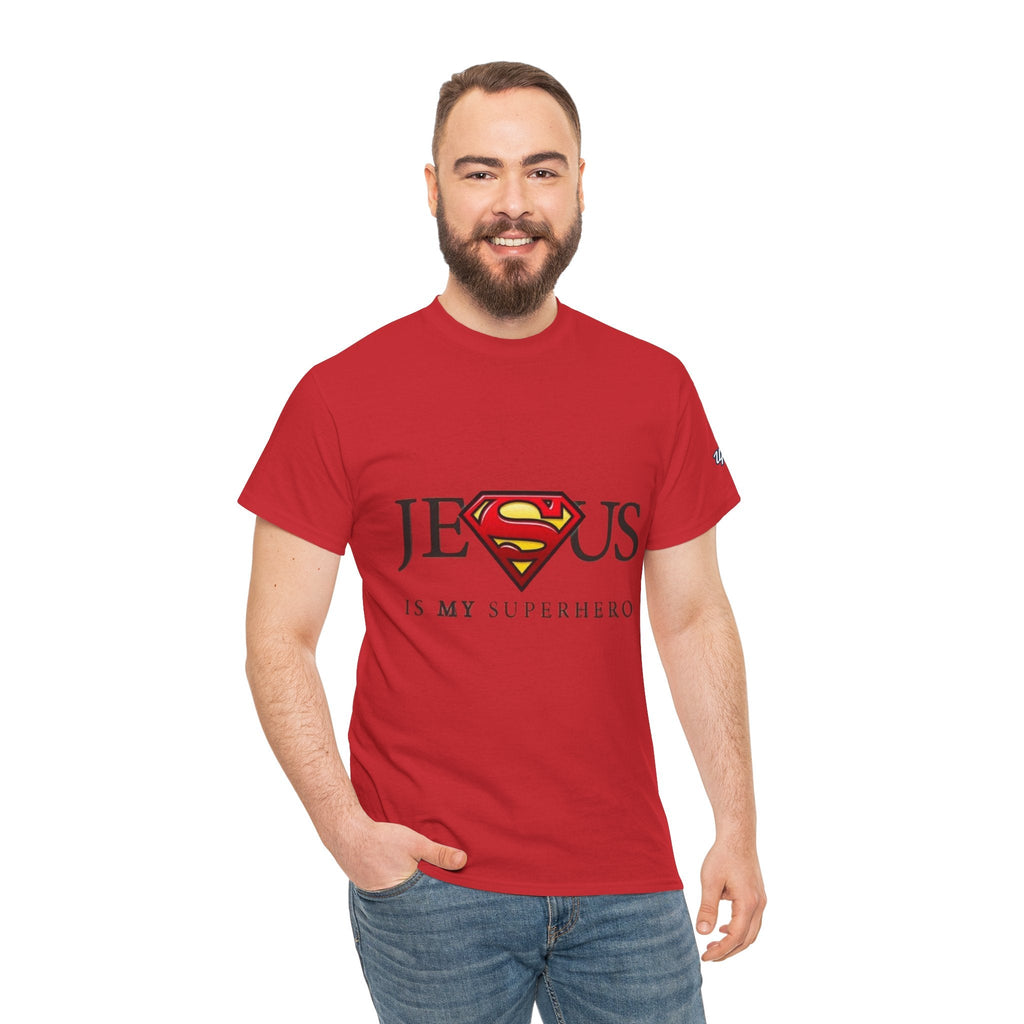 Jesus Is My Superhero T-Shirt — Faith-Based Superman-Inspired Tee Printify