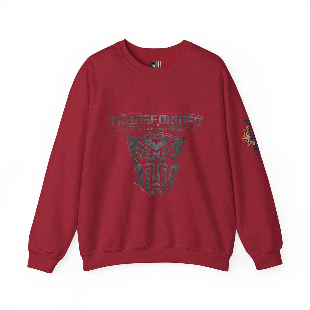 Transformer Logo Christian Sweatshirt | 2 Corinthians 3:18 Bible Verse Sweatshirt Printify