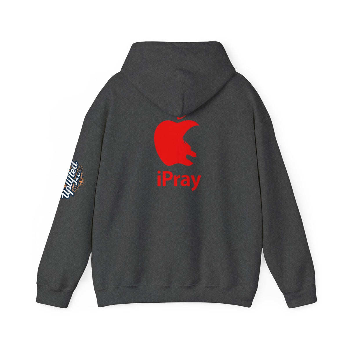 iPray Apple Logo Hoodie — Funny Christian Hoodie (Minimal Red Apple Graphic) Printify