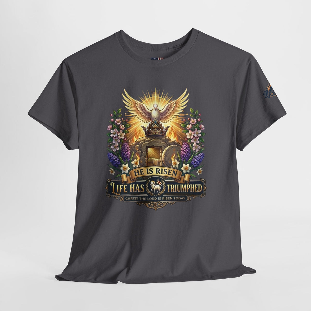 He Is Risen "Life Has Triumphed" T-Shirt — Easter Resurrection Christian Tee Printify