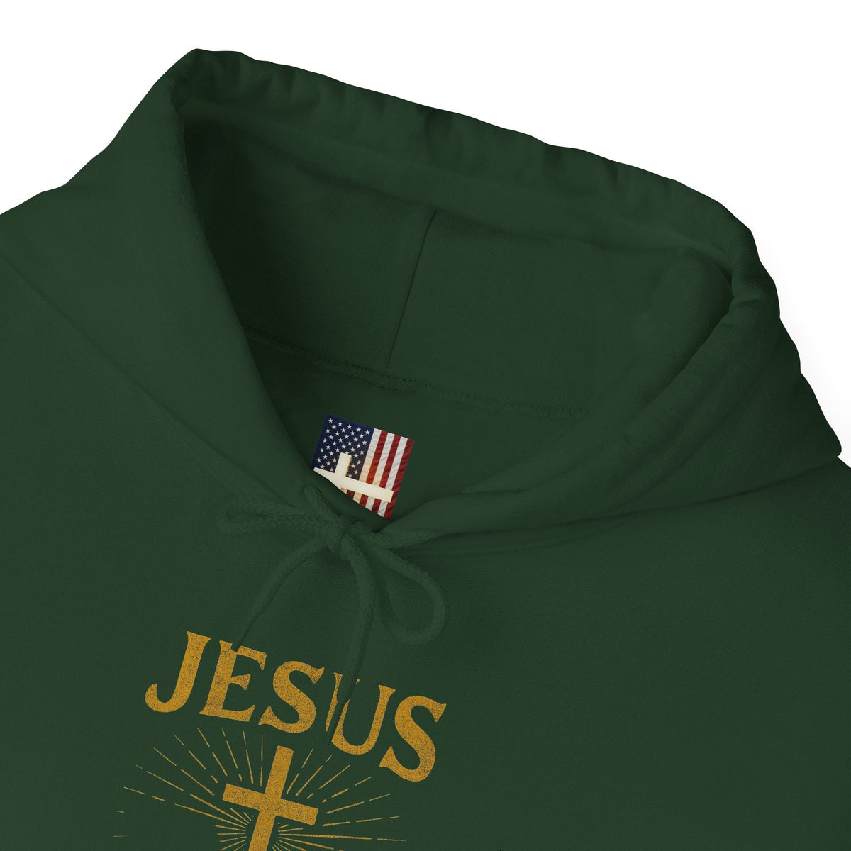 Jesus Saves Hoodie – Radiant Cross & Rays of Light Christian Sweatshirt for Eternal Hope & Faith Printify