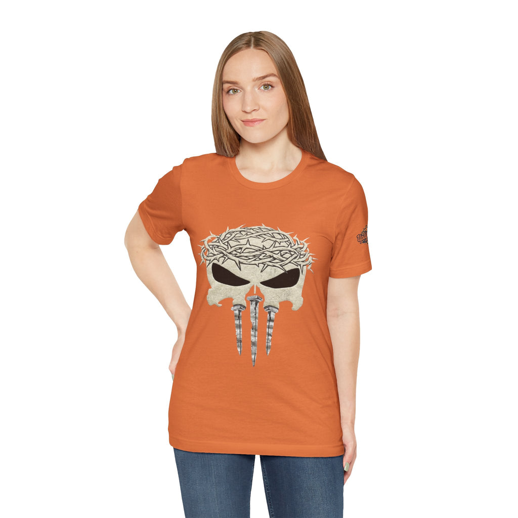 Christian Skull T-shirt - Crown of Thorns & Nails - Warrior Faith T-shirt Printify