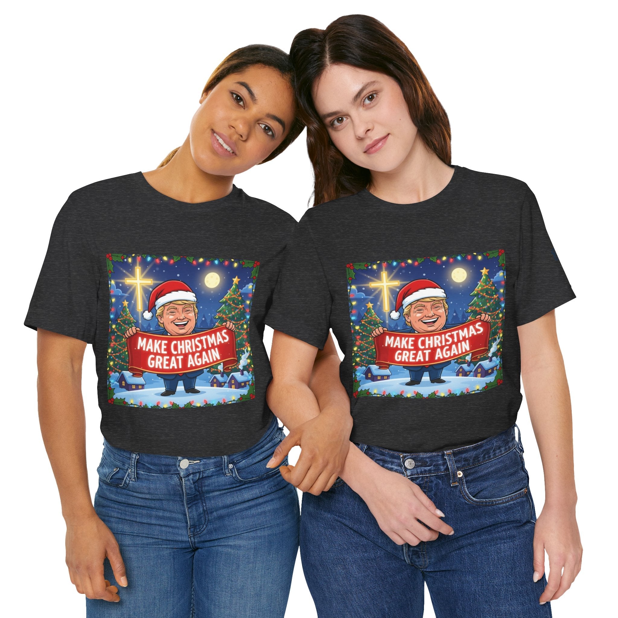 🎄 Make Christmas Great Again – Patriotic Christian Christmas T-Shirt | Bold Holiday Faith Tee | Red & White Banner Design | Uplifted Gear Printify