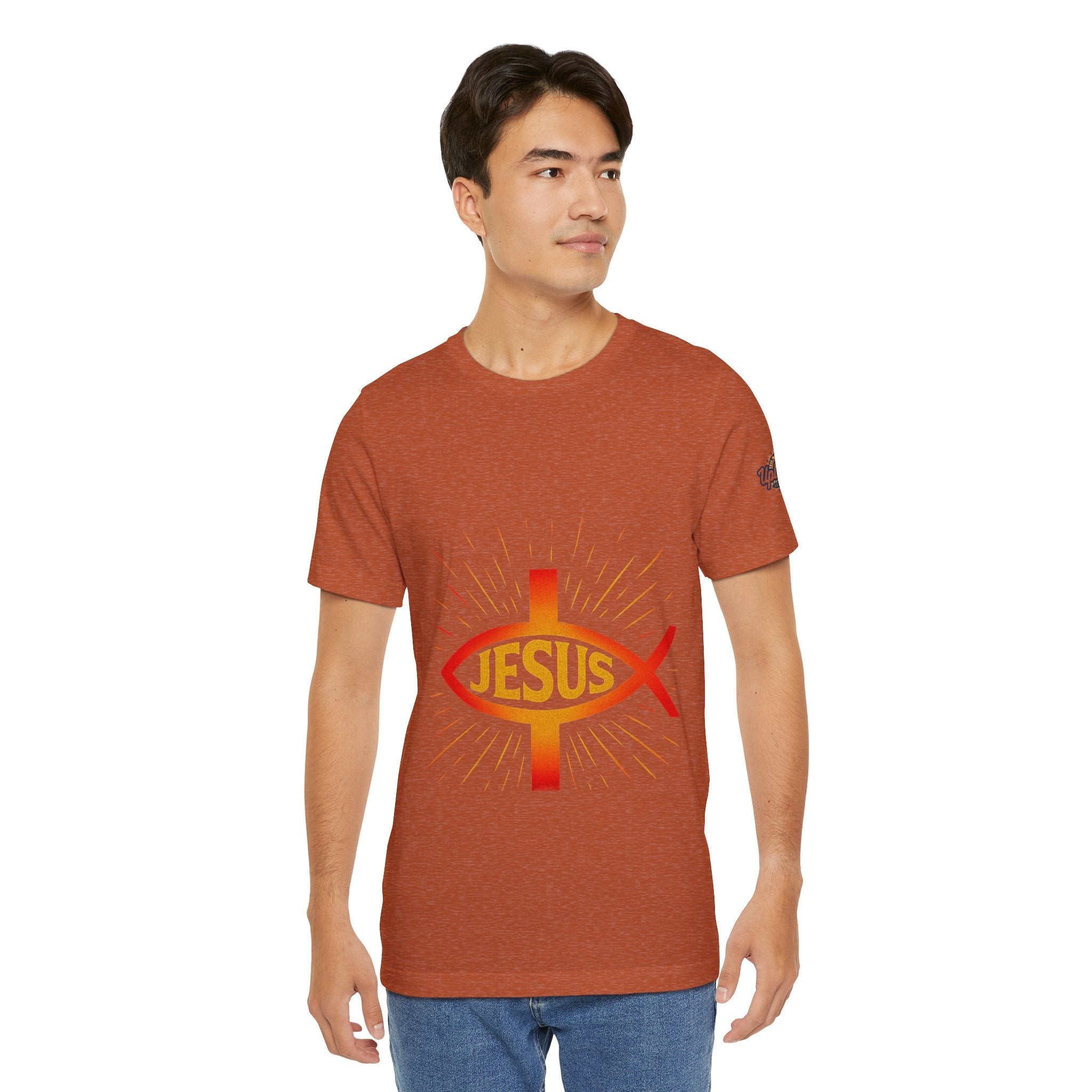 Jesus Ichthys T-shirt – Christian Fish Symbol with Cross & Jesus Inscription T-shirt for Eternal Faith & Streetwear Printify