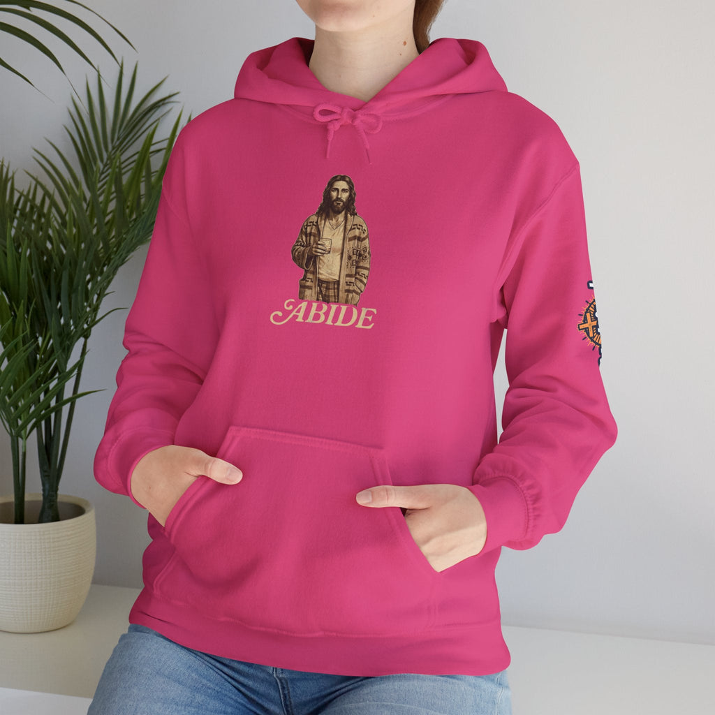 Abide Jesus Hoodie — Vintage 'The Dude' Religious Graphic Hoodie Printify