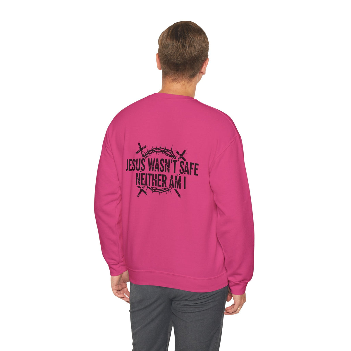 ⚡ Jesus Wasn’t Safe – Neither Am I | Bold Christian Sweatshirt | Storm-Walking Faith Tee | Minimalist Black & White Design | Uplifted Gear Printify
