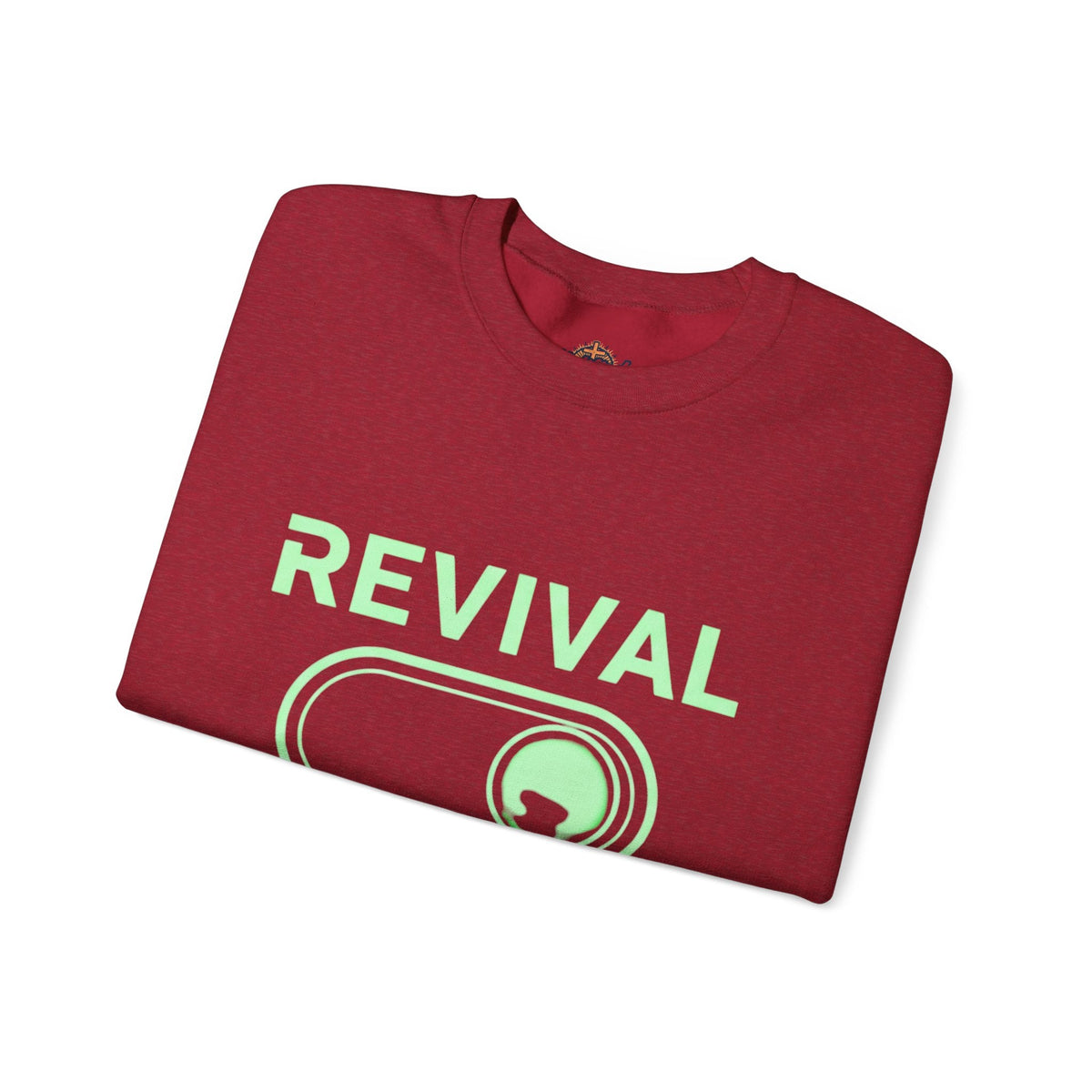 🔥 Revival Mode: ON – Christian Techwear Sweatshirt | Glowing Green Faith Switch | Futuristic Jesus Shirt | Activate Your Spiritual Awakening | Uplifted Gear Printify