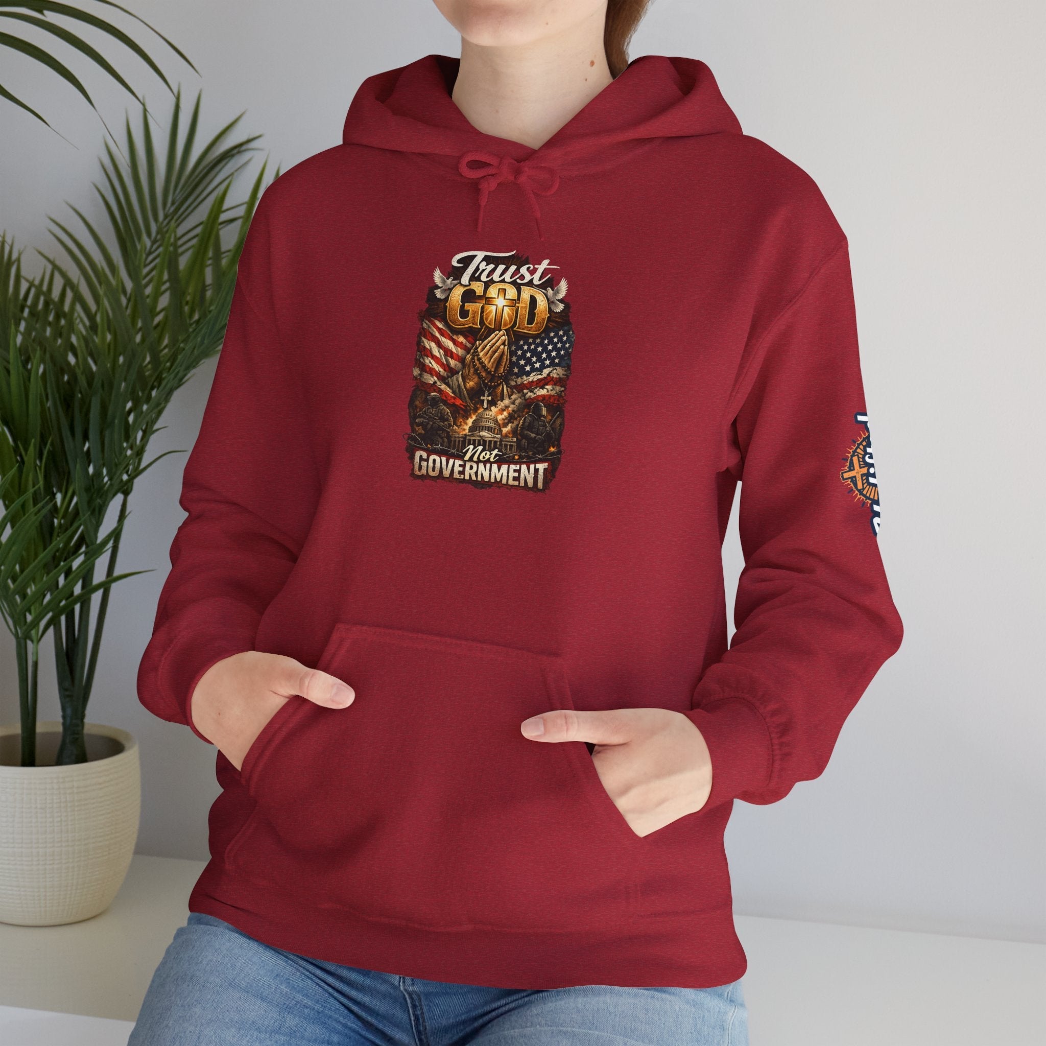 Trust God Not Government Hoodie — Vintage Patriotic Christian Hoodie Printify