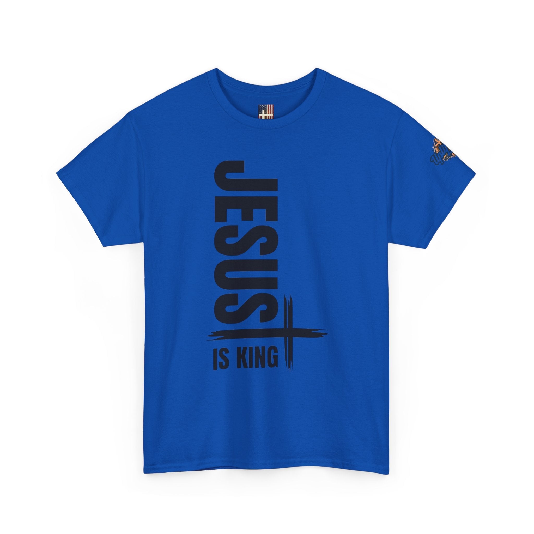 Jesus Is King T-shirt | Modern Typographic Cross Christian T-shirt Printify
