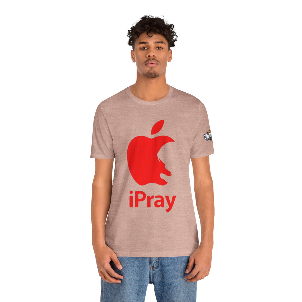 iPray Red Apple Christian T-Shirt — Faith Graphic Tee Printify
