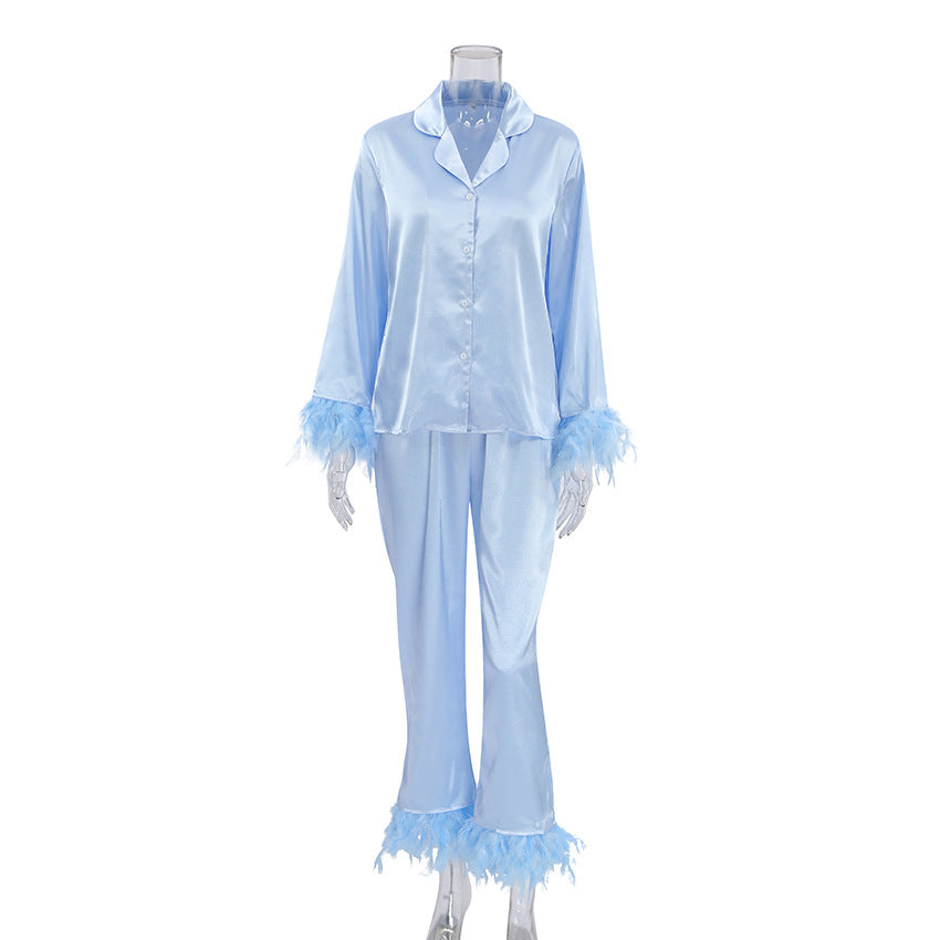 Heavenly Feathered Silk Pajamas in color options Pretty Little Patriot