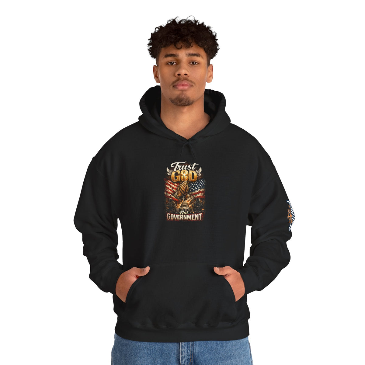 Trust God Not Government Hoodie — Vintage Patriotic Christian Hoodie Printify