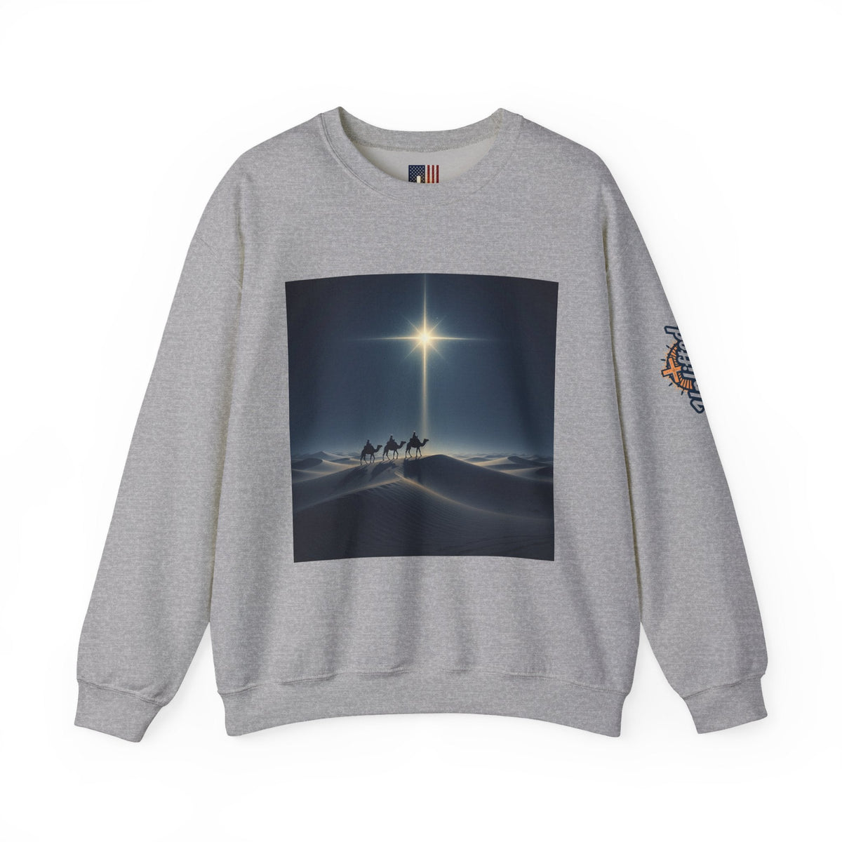 3 Wise Men Sweatshirt – Magi Camels Nativity Journey Christian Christmas Sweatshirt for Epiphany Faith & Holy Night Printify