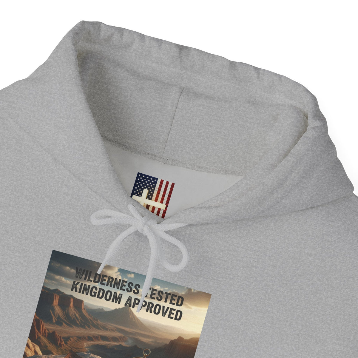 Wilderness Tested Kingdom Approved Hoodie – Mountain Desert Compass Crown Christian Sweatshirt for Biblical Adventure Faith Printify