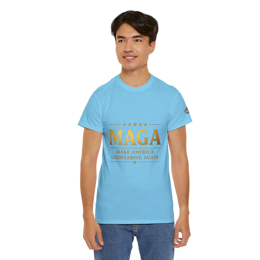MAGA Gold Letter T-Shirt — "Make America Great Again" Printify
