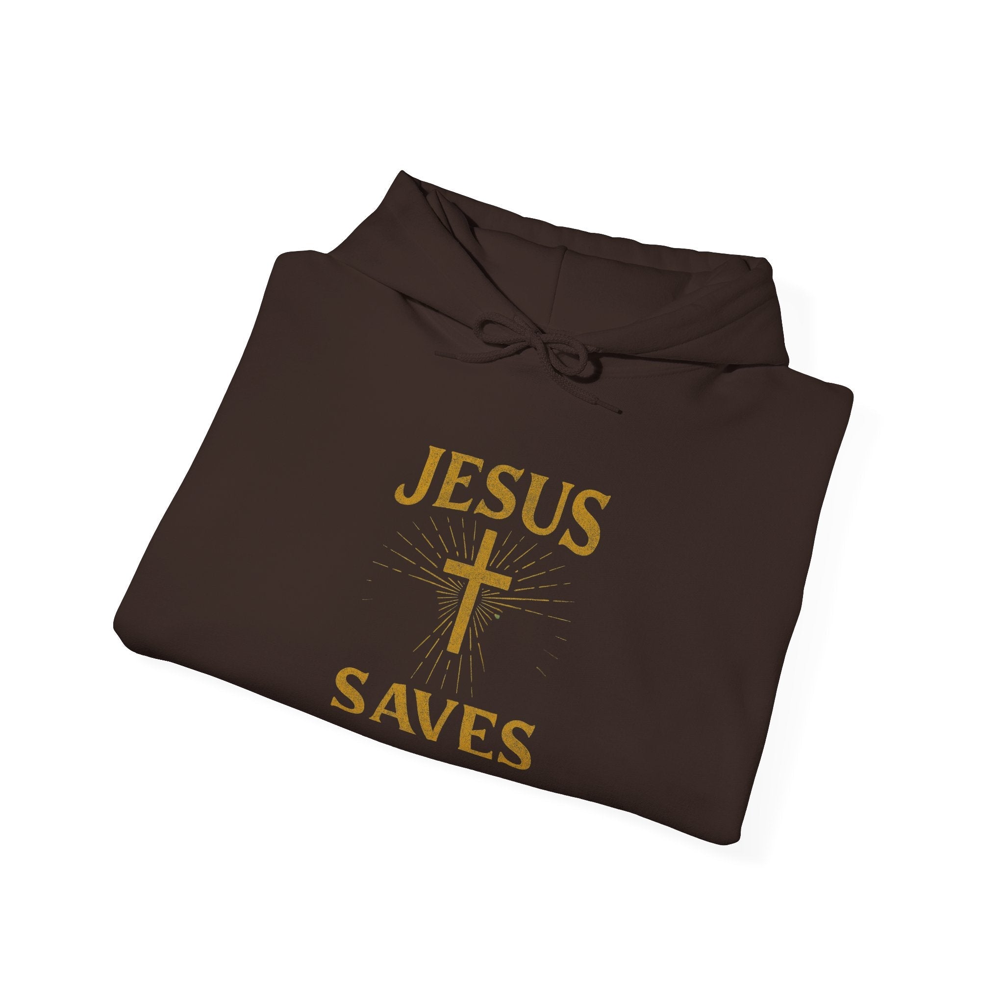 Jesus Saves Hoodie – Radiant Cross & Rays of Light Christian Sweatshirt for Eternal Hope & Faith Printify