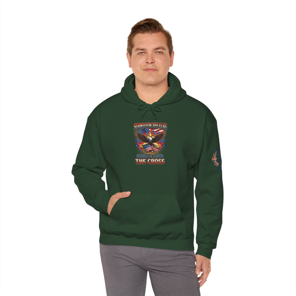 Stand for the Flag Kneel for the Cross Hoodie | Patriotic Eagle Hoodie Printify