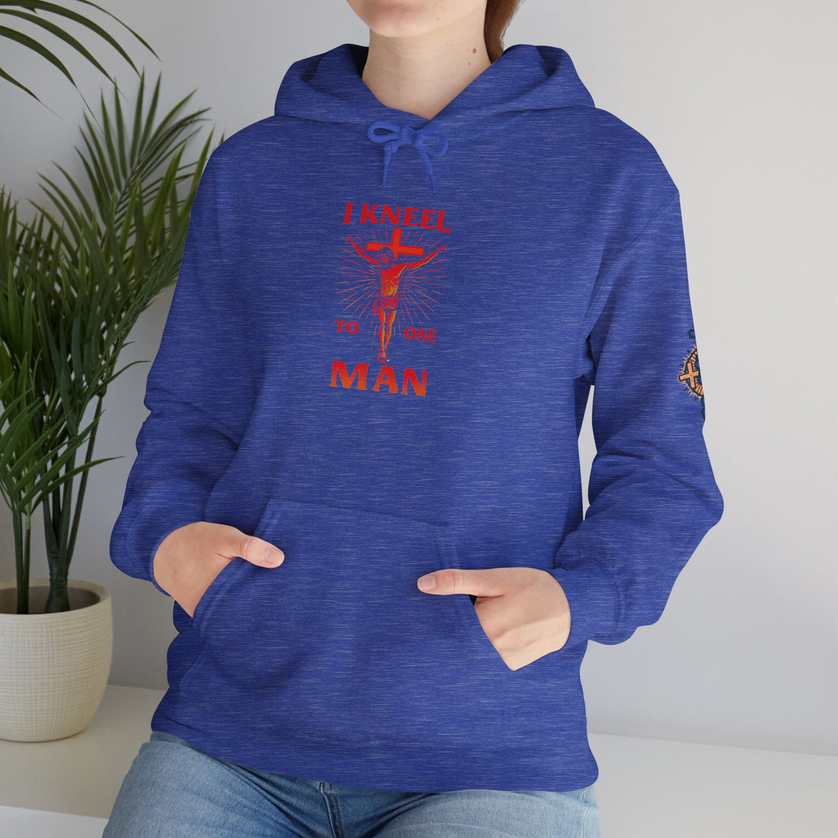 I Kneel to One Man Hoodie – Crucifixion Christian Sweatshirt for Unashamed Devotion & Bold Faith Printify