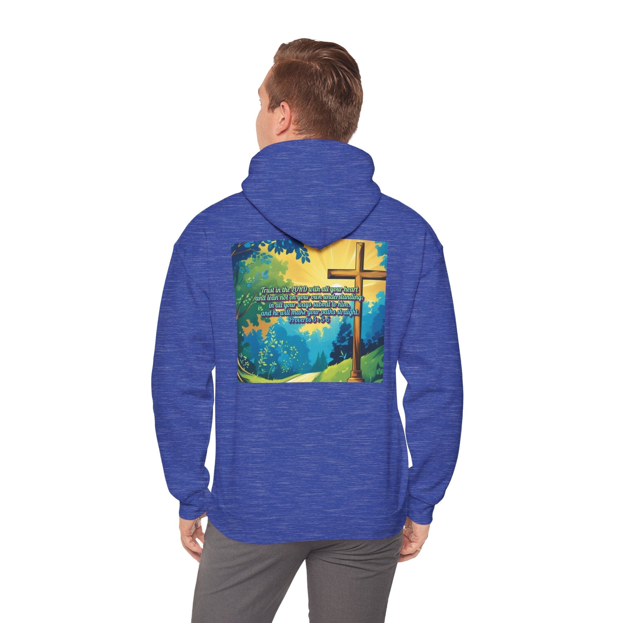 Trust in The Lord Proverbs 3:5-6 Biblical Design Unisex Heavy Blend™ Hooded Sweatshirt Printify