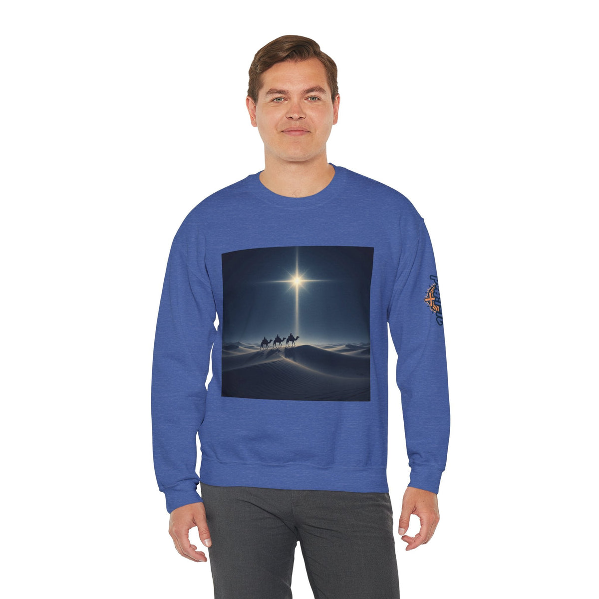 3 Wise Men Sweatshirt – Magi Camels Nativity Journey Christian Christmas Sweatshirt for Epiphany Faith & Holy Night Printify