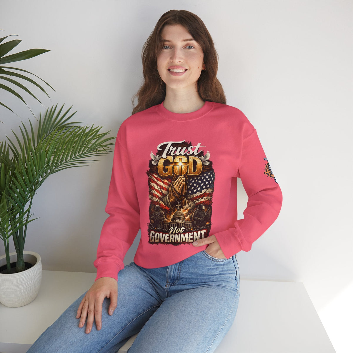 Trust God Not Government Sweatshirt — Vintage Patriotic Christian Sweatshirt Printify