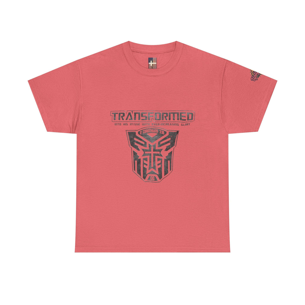 Transformer Logo Christian T-shirt | 2 Corinthians 3:18 Bible Verse T-shirt Printify