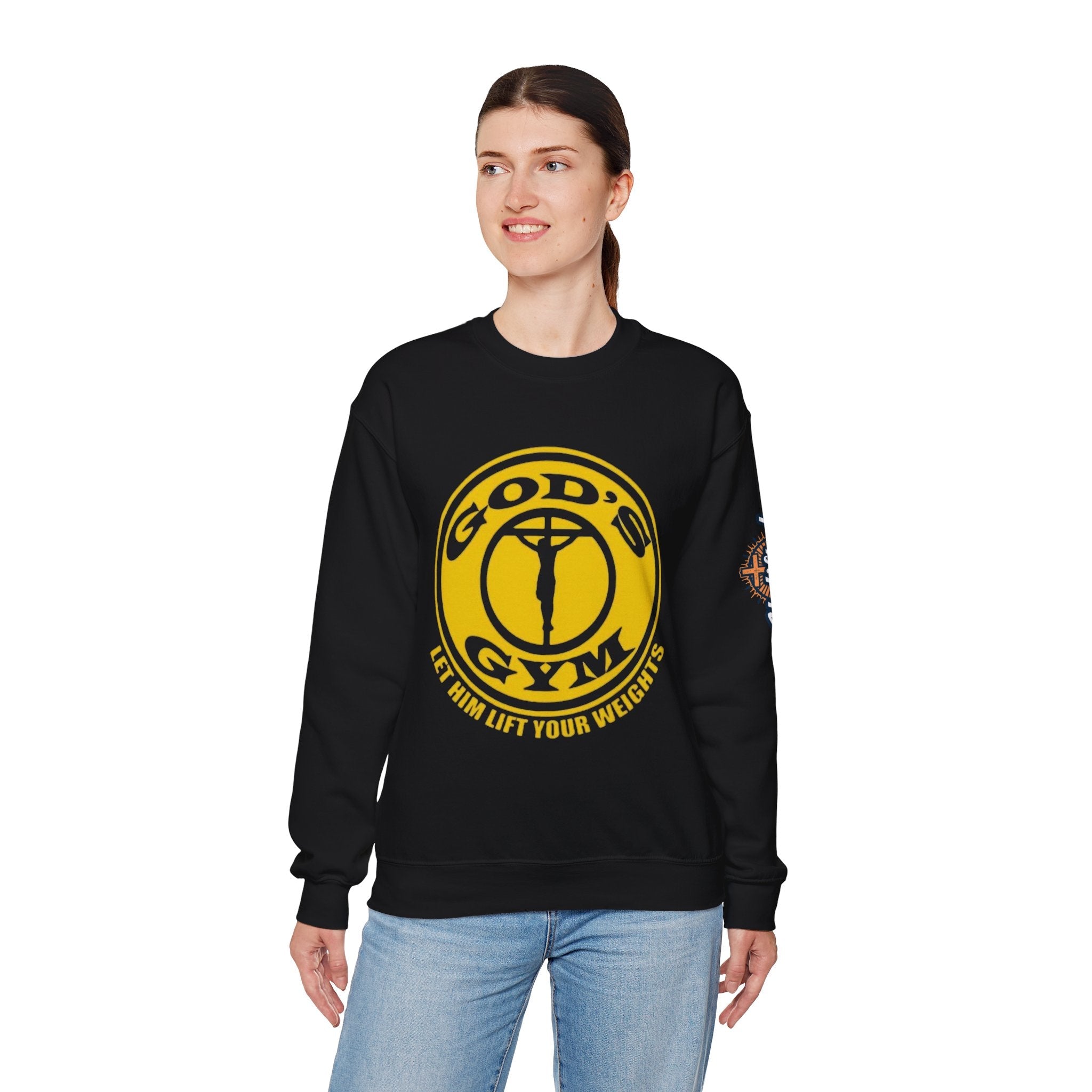 God's Gym Sweatshirt — "Let Him Lift Your Weights" Christian Fitness Sweatshirt Printify