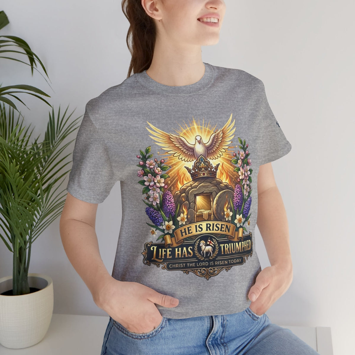 He Is Risen "Life Has Triumphed" T-Shirt — Easter Resurrection Christian Tee Printify