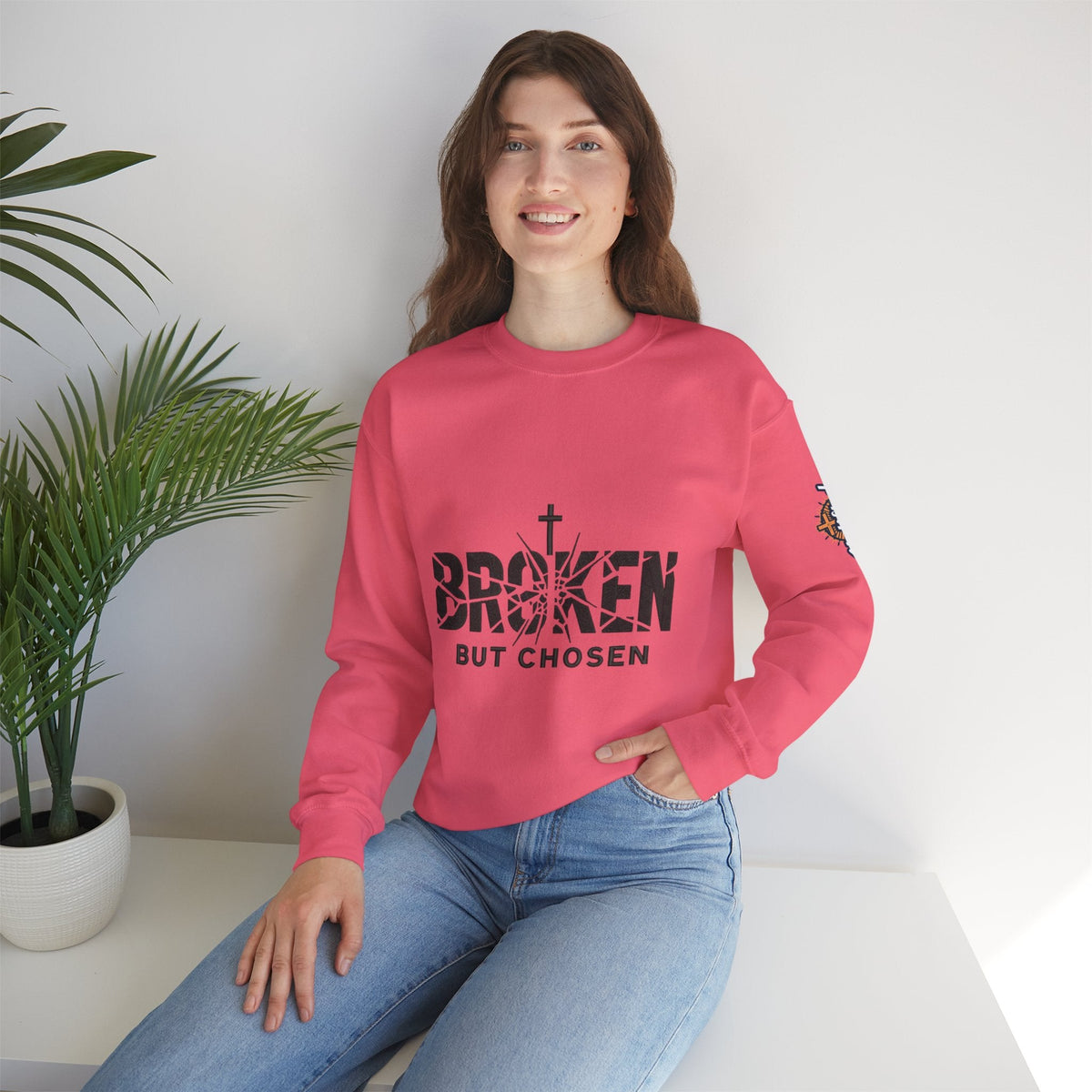 Broken But Chosen Crewneck Sweatshirt Printify