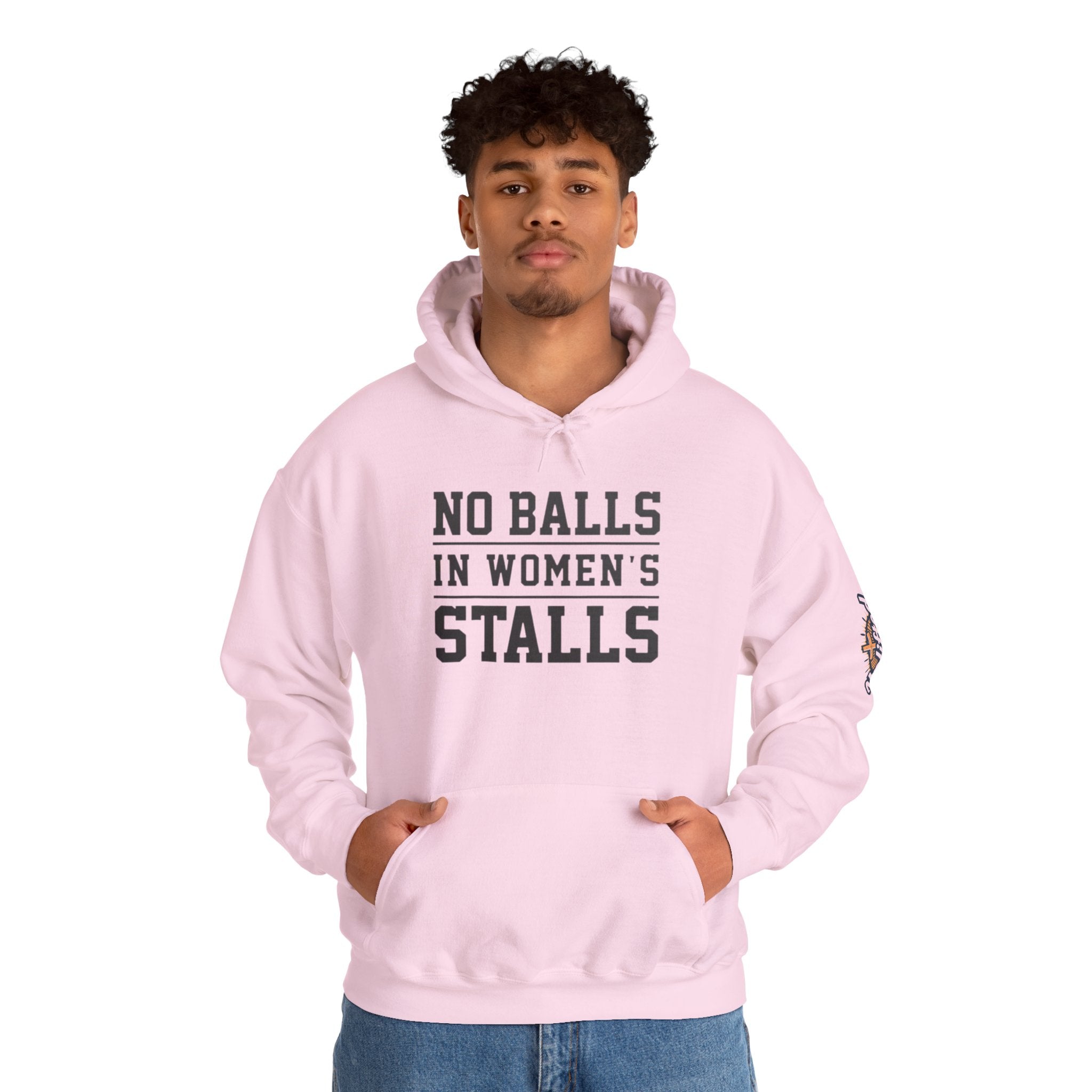 "No Balls in Women's Stalls" Statement Hoodie — Protest Sweatshirt Printify