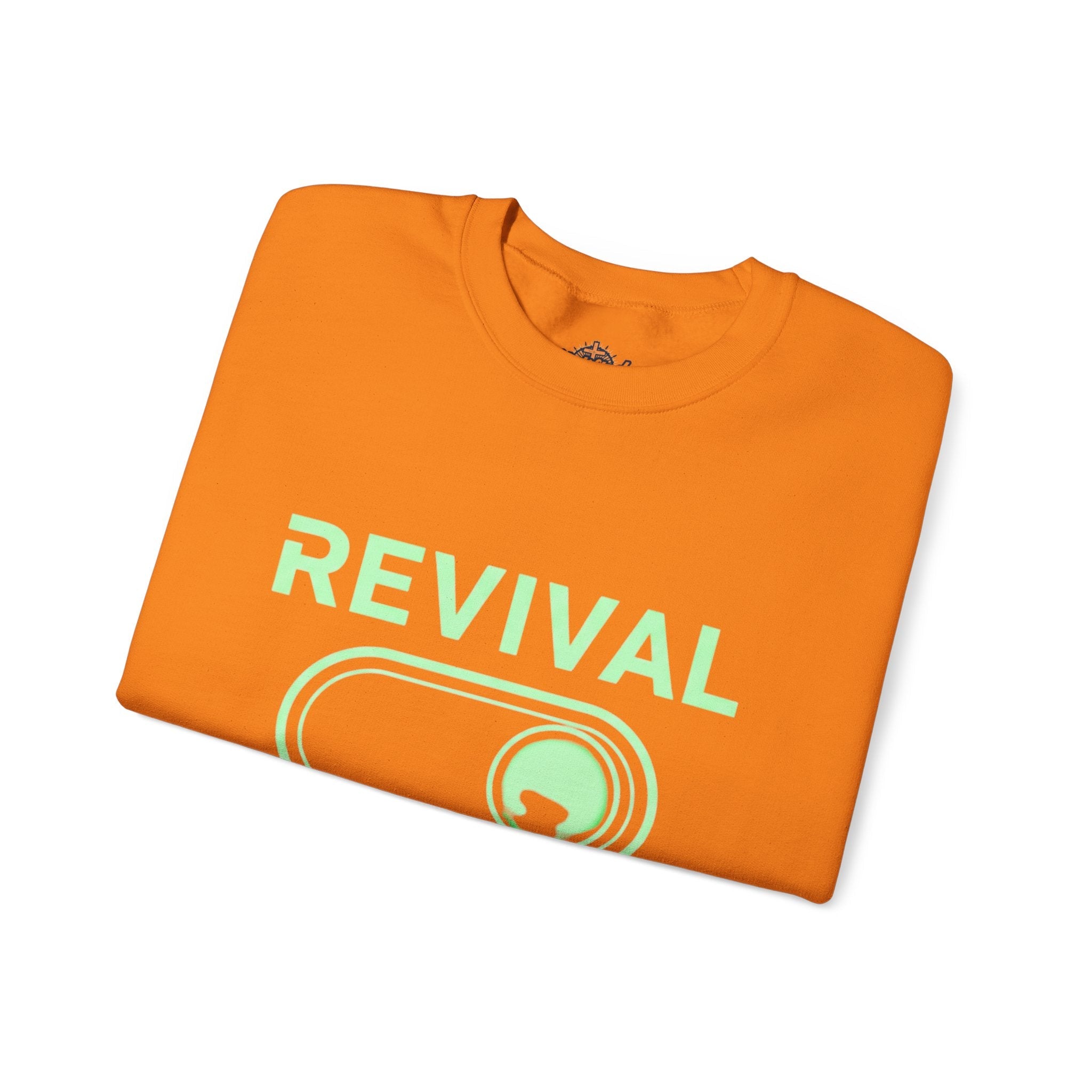 🔥 Revival Mode: ON – Christian Techwear Sweatshirt | Glowing Green Faith Switch | Futuristic Jesus Shirt | Activate Your Spiritual Awakening | Uplifted Gear Printify