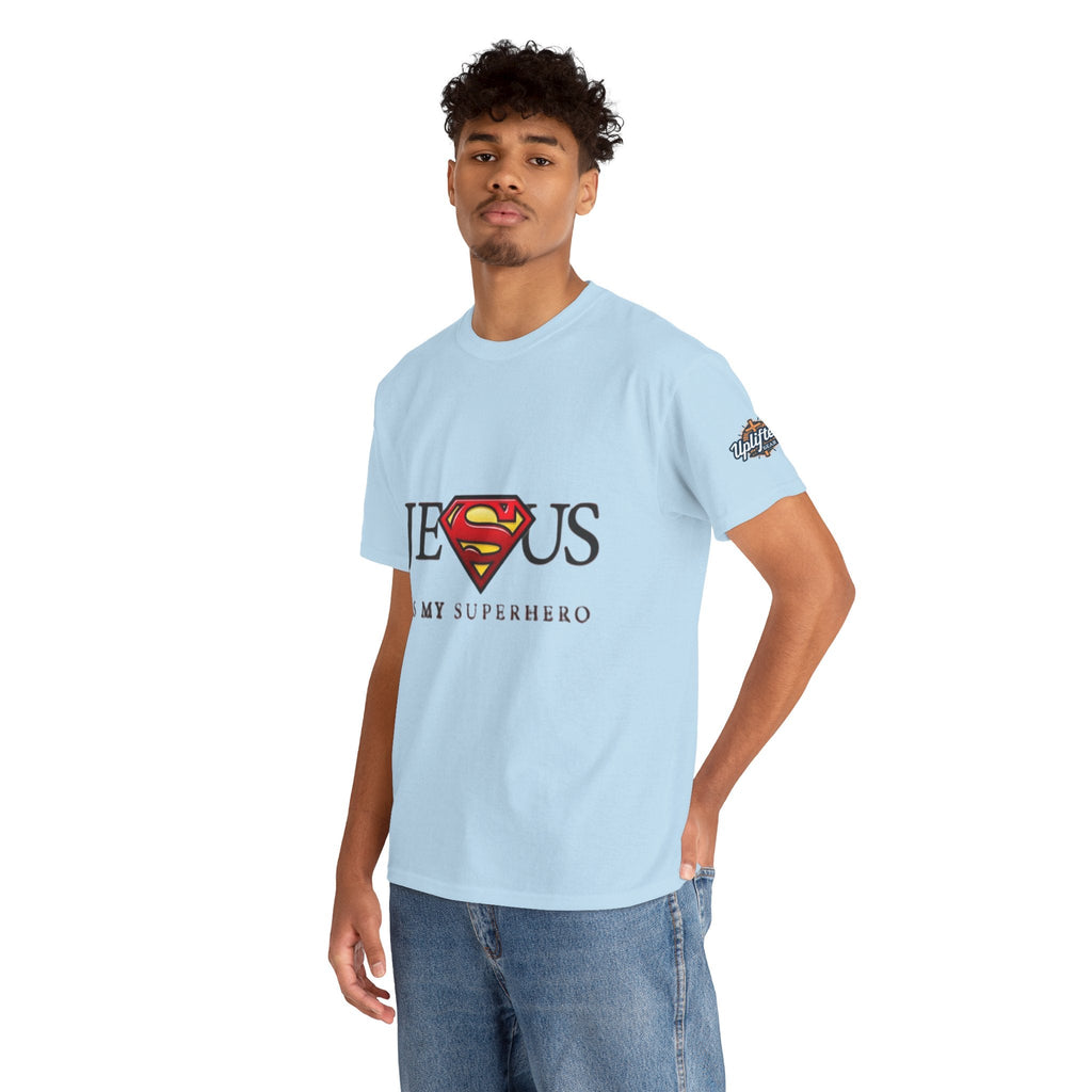 Jesus Is My Superhero T-Shirt — Faith-Based Superman-Inspired Tee Printify