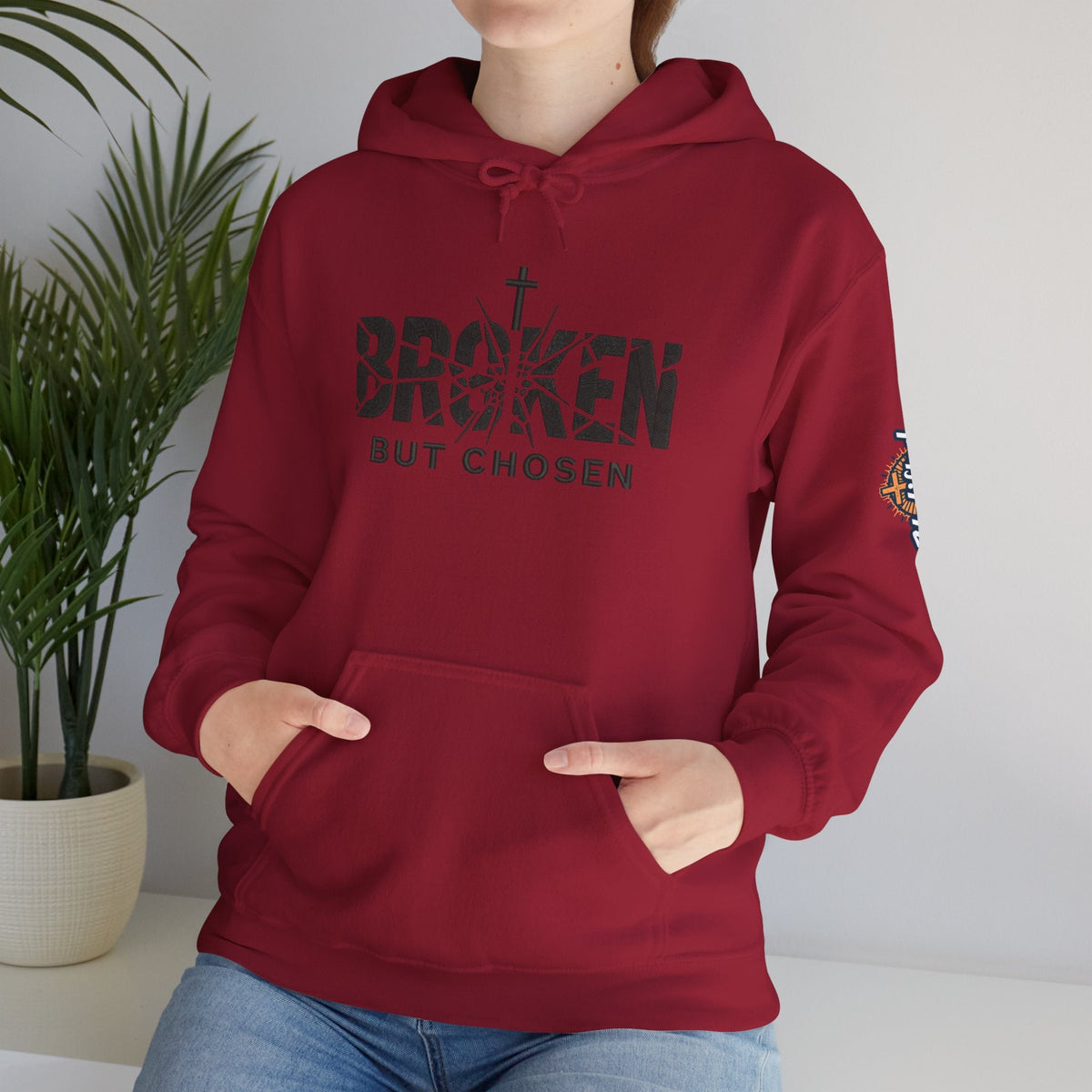 Broken But Chosen Hoodie — Christian Faith Graphic Sweatshirt Printify