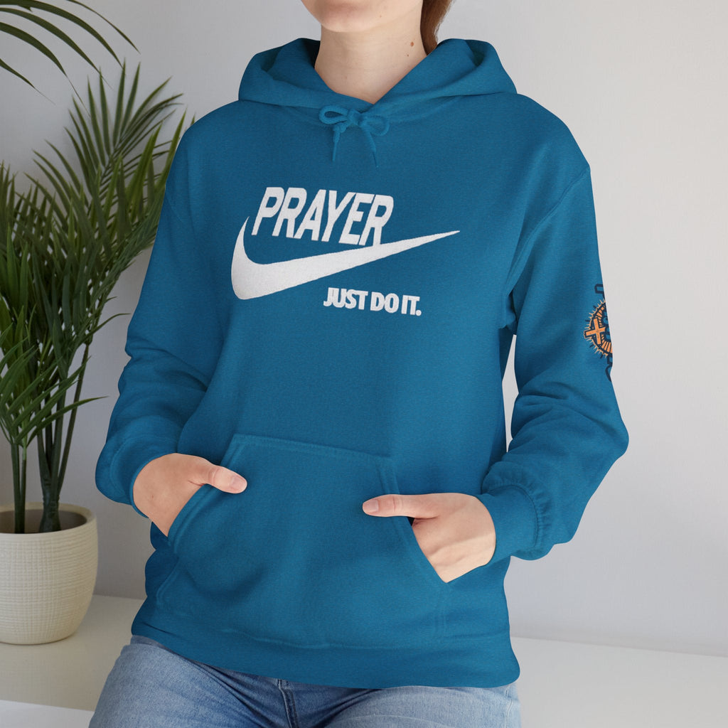 Prayer Just Do It Hoodie - Funny Christian Nike Parody Hoodie - Faith Gear Printify